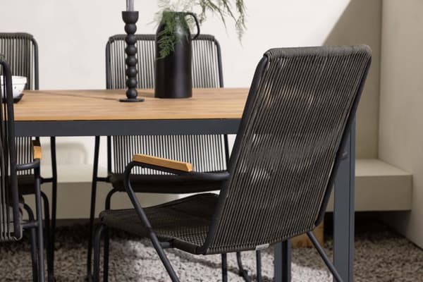 Break hagesett bord 90x150cm natur, 4 stoler Bois svart.