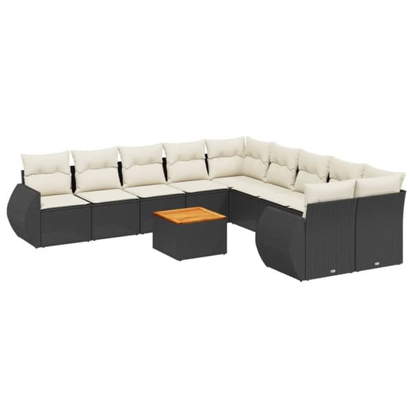 vidaXL sofasæt til haven 11 dele med hynder polyrattan sort