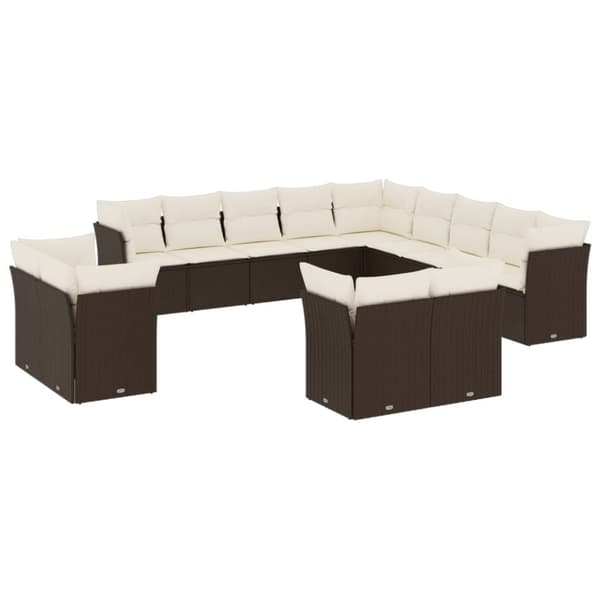 vidaXL sofasæt til haven 13 dele med hynder polyrattan brun