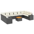 Miniatyrbillede 1 af 4: vidaXL sofasæt til haven 11 dele med hynder polyrattan sort