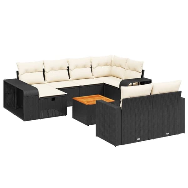 vidaXL sofasæt til haven 11 dele med hynder polyrattan sort