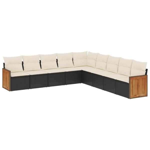 vidaXL sofasæt til haven 9 dele med hynder polyrattan sort