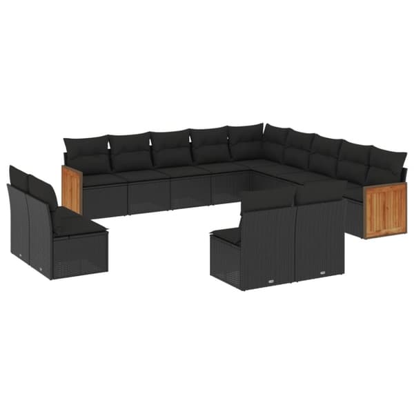 vidaXL sofasæt til haven 13 dele med hynder polyrattan sort