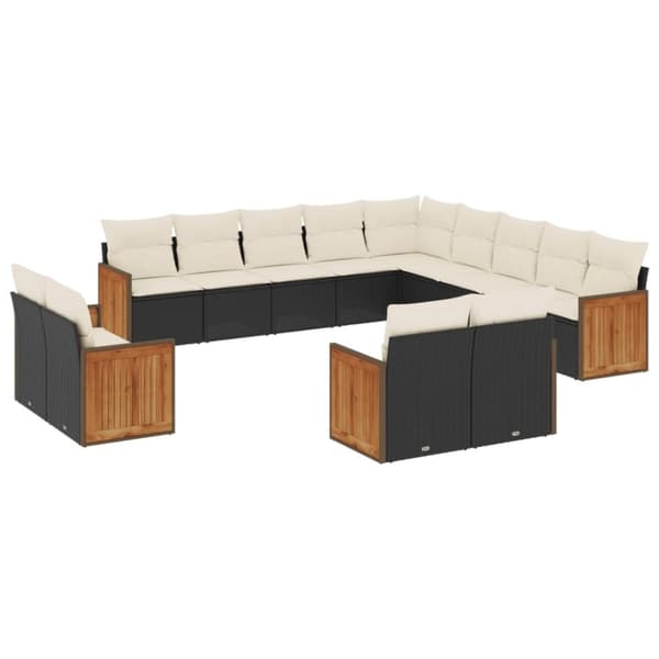 vidaXL sofasæt til haven 13 dele med hynder polyrattan sort