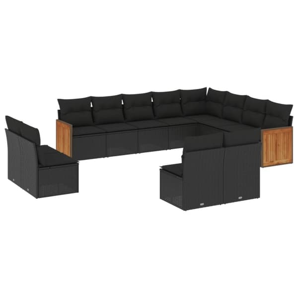 vidaXL sofasæt til haven 12 dele med hynder polyrattan sort