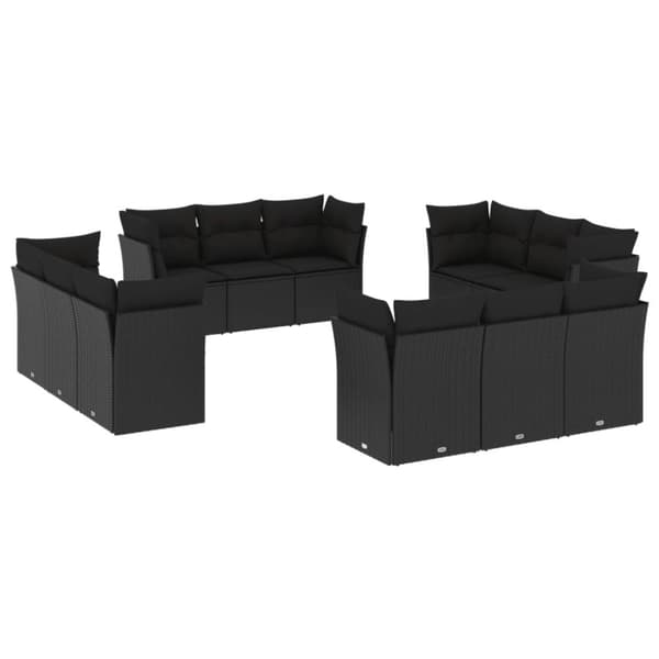 vidaXL sofasæt til haven 12 dele med hynder polyrattan sort