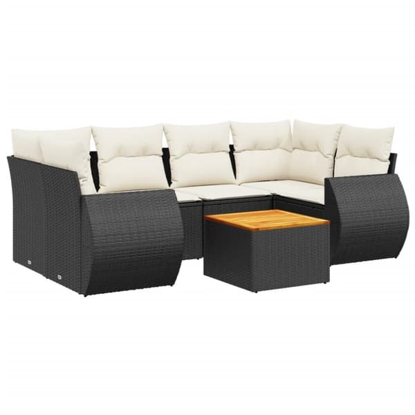 vidaXL sofasæt til haven 7 dele med hynder polyrattan sort