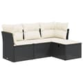 Miniatyrbillede 3 af 5: vidaXL sofasæt til haven 4 dele med hynder polyrattan sort