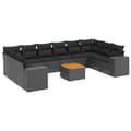 Miniatyrbillede 3 af 11: vidaXL sofasæt til haven 11 dele med hynder polyrattan sort