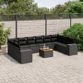Miniatyrbillede 2 af 11: vidaXL sofasæt til haven 11 dele med hynder polyrattan sort