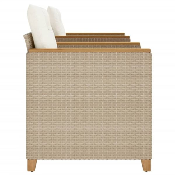 vidaXL bistrosæt 3 dele med hynder polyrattan og akacietræ beige