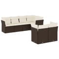 Miniatyrbillede 1 af 9: vidaXL sofasæt til haven 7 dele med hynder polyrattan brun