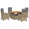 Miniatyrbillede 2 af 11: vidaXL spisebordssæt til haven 5 dele med hynder polyrattan beige
