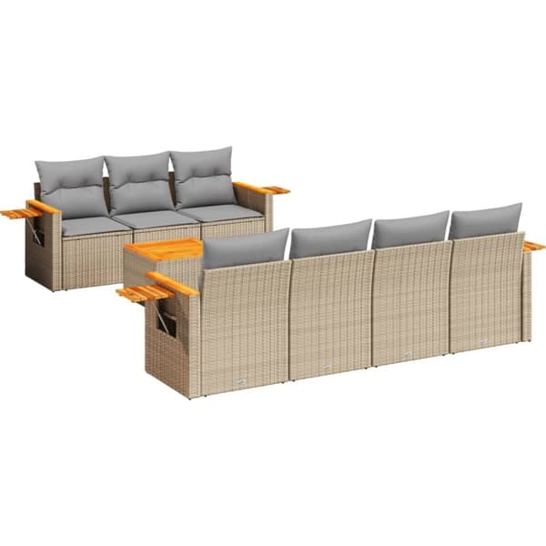 vidaXL sofasæt til haven 8 dele med hynder polyrattan beige