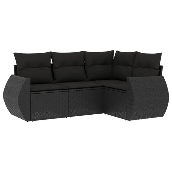 vidaXL sofasæt til haven 4 dele med hynder polyrattan sort
