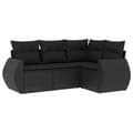 Miniatyrbillede 3 af 4: vidaXL sofasæt til haven 4 dele med hynder polyrattan sort