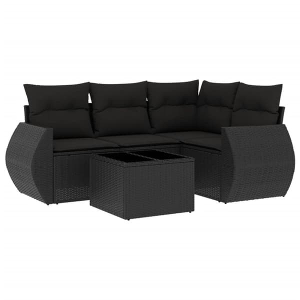 vidaXL sofasæt til haven 5 dele med hynder polyrattan sort