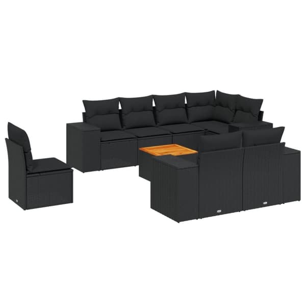 vidaXL sofasæt til haven 9 dele med hynder polyrattan sort