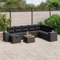 Miniatyrbillede 2 af 5: vidaXL sofasæt til haven 9 dele med hynder polyrattan sort
