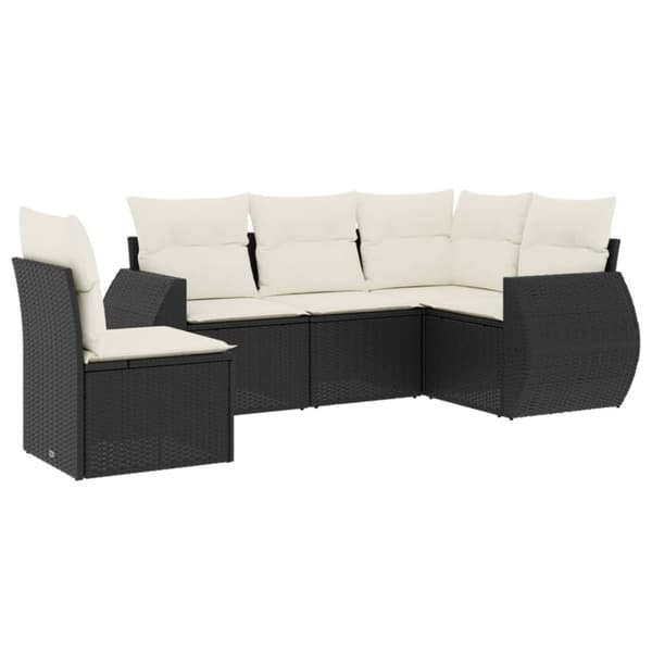 vidaXL sofasæt til haven 5 dele med hynder polyrattan sort