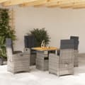 Miniatyrbillede 1 af 11: vidaXL spisebordssæt til haven 5 dele med hynder polyrattan grå