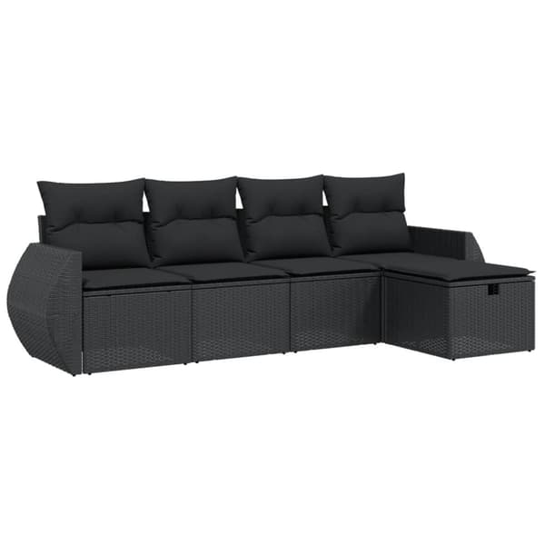 vidaXL sofasæt til haven 5 dele med hynder polyrattan sort