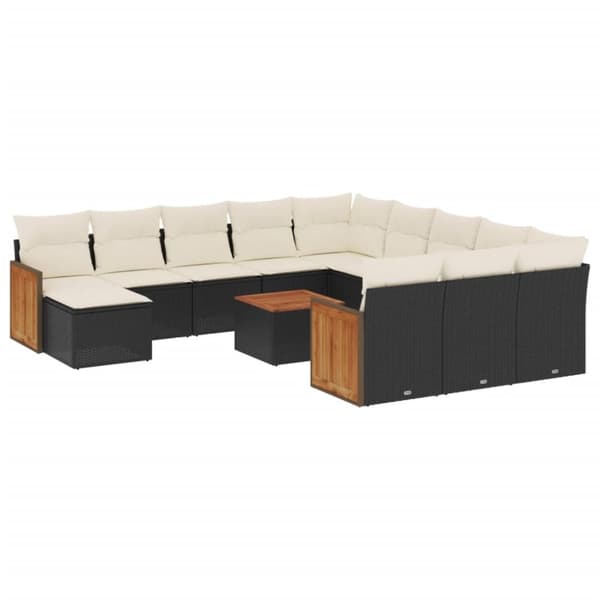 vidaXL sofasæt til haven 13 dele med hynder polyrattan sort