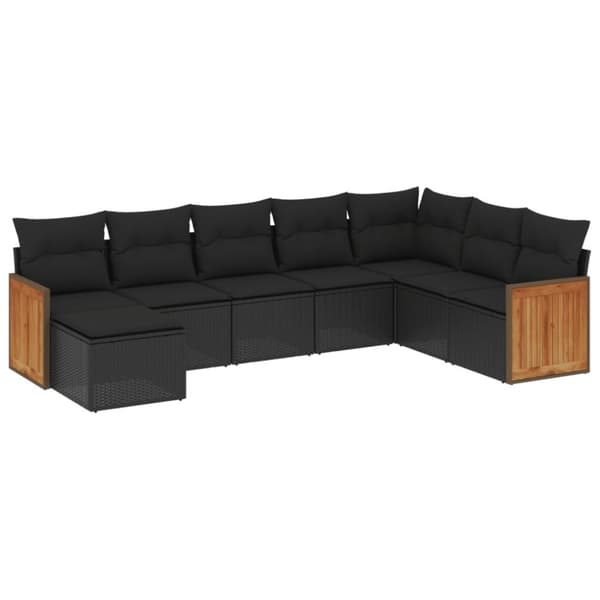 vidaXL sofasæt til haven 8 dele med hynder polyrattan sort