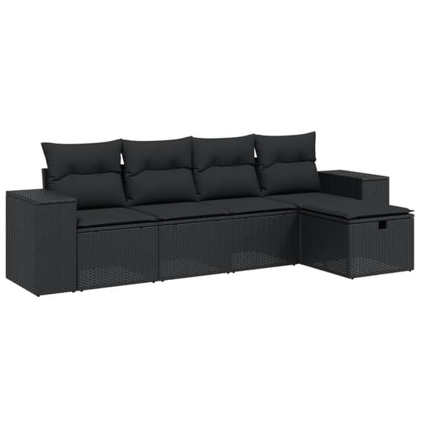 vidaXL sofasæt til haven 5 dele med hynder polyrattan sort