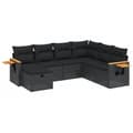 Miniatyrbillede 1 af 5: vidaXL sofasæt til haven 7 dele med hynder polyrattan sort