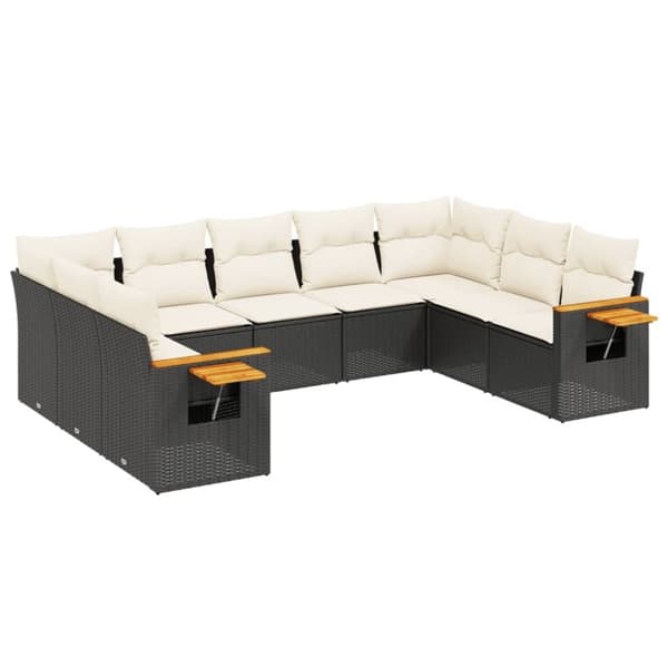vidaXL sofasæt til haven 9 dele med hynder polyrattan sort
