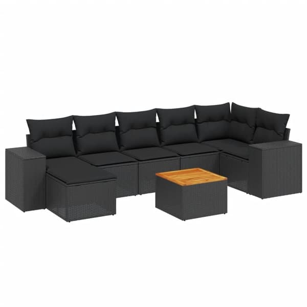 vidaXL sofasæt til haven 8 dele med hynder polyrattan sort