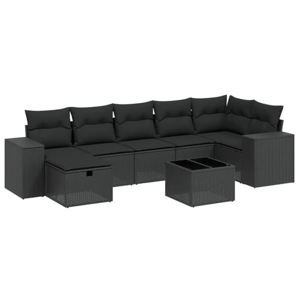 vidaXL sofasæt til haven 8 dele med hynder polyrattan sort