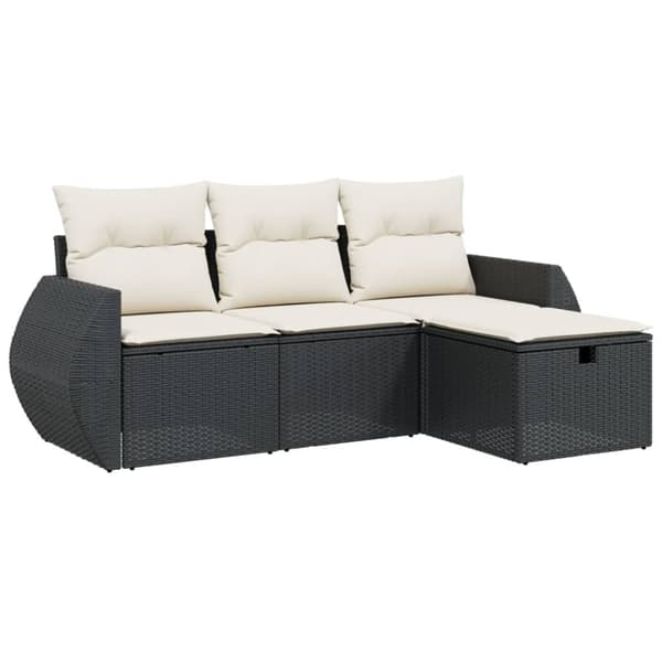 vidaXL sofasæt til haven 4 dele med hynder polyrattan sort