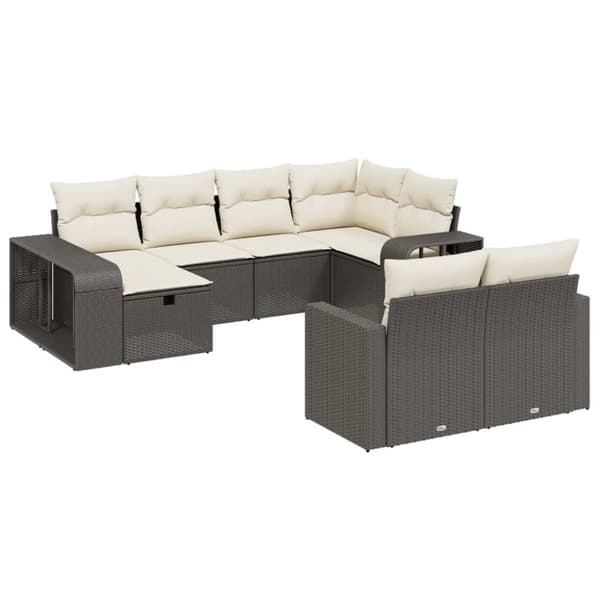 vidaXL sofasæt til haven 10 dele med hynder polyrattan sort