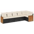 Miniatyrbillede 3 af 11: vidaXL sofasæt til haven 6 dele med hynder polyrattan sort