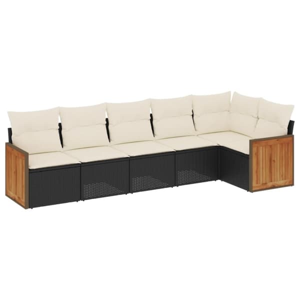 vidaXL sofasæt til haven 6 dele med hynder polyrattan sort