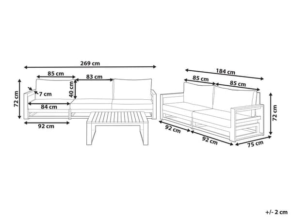 Loungesett Lyst tre Taupe Sertifisert akasietre 5 sitteplasser 2 sofaer 1 sofabord Puter Modulmøbler Moderne design Hage Utemøbler Sittegruppe
