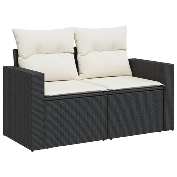 vidaXL Hagesofagruppe med puter 11 deler svart polyrotting