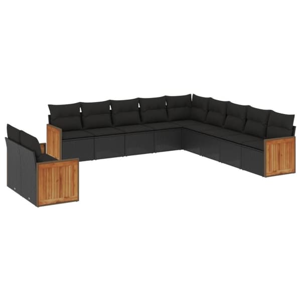 vidaXL sofasæt til haven 11 dele med hynder polyrattan sort