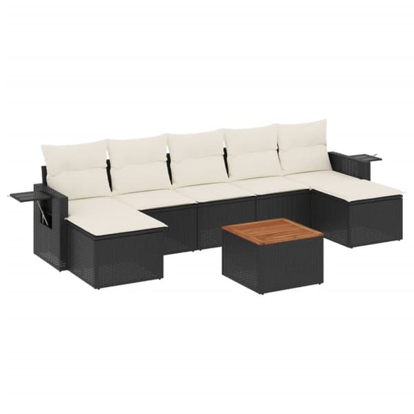 vidaXL sofasæt til haven 8 dele med hynder polyrattan sort