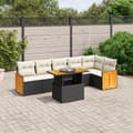 Miniatyrbillede 3 af 3: vidaXL sofasæt til haven 7 dele med hynder polyrattan sort