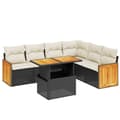 Miniatyrbillede 1 af 3: vidaXL sofasæt til haven 7 dele med hynder polyrattan sort