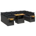 Miniatyrbillede 1 af 3: vidaXL sofasæt til haven 11 dele med hynder polyrattan sort