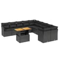 Miniatyrbillede 1 af 3: vidaXL sofasæt til haven 11 dele med hynder polyrattan sort