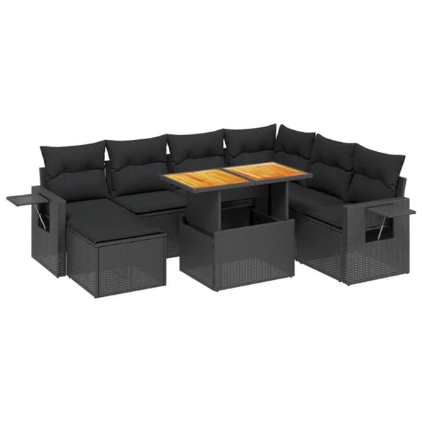 vidaXL sofasæt til haven 8 dele med hynder polyrattan sort