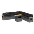 Miniatyrbillede 1 af 3: vidaXL sofasæt til haven 11 dele med hynder polyrattan sort
