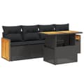 Miniatyrbillede 1 af 3: vidaXL sofasæt til haven 5 dele med hynder polyrattan sort