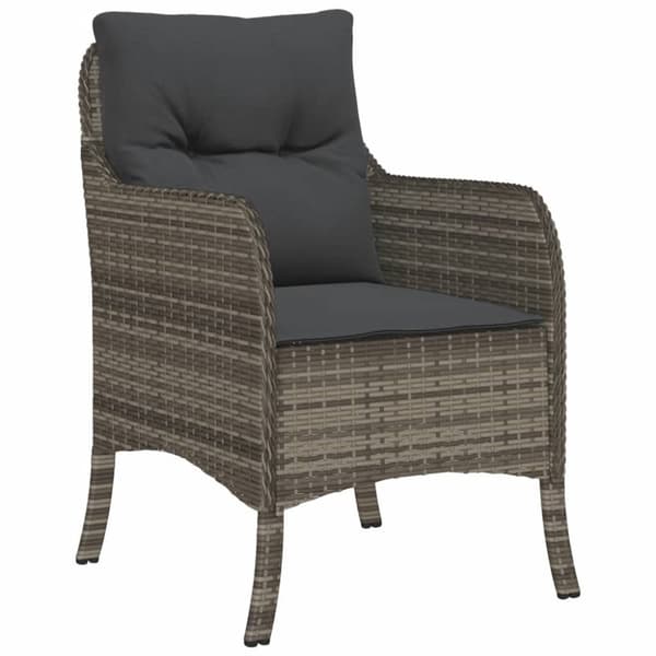 vidaXL spisebordssæt til haven 3 dele med hynder polyrattan grå