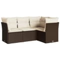 Miniatyrbillede 1 af 3: vidaXL sofasæt til haven 4 dele med hynder polyrattan brun